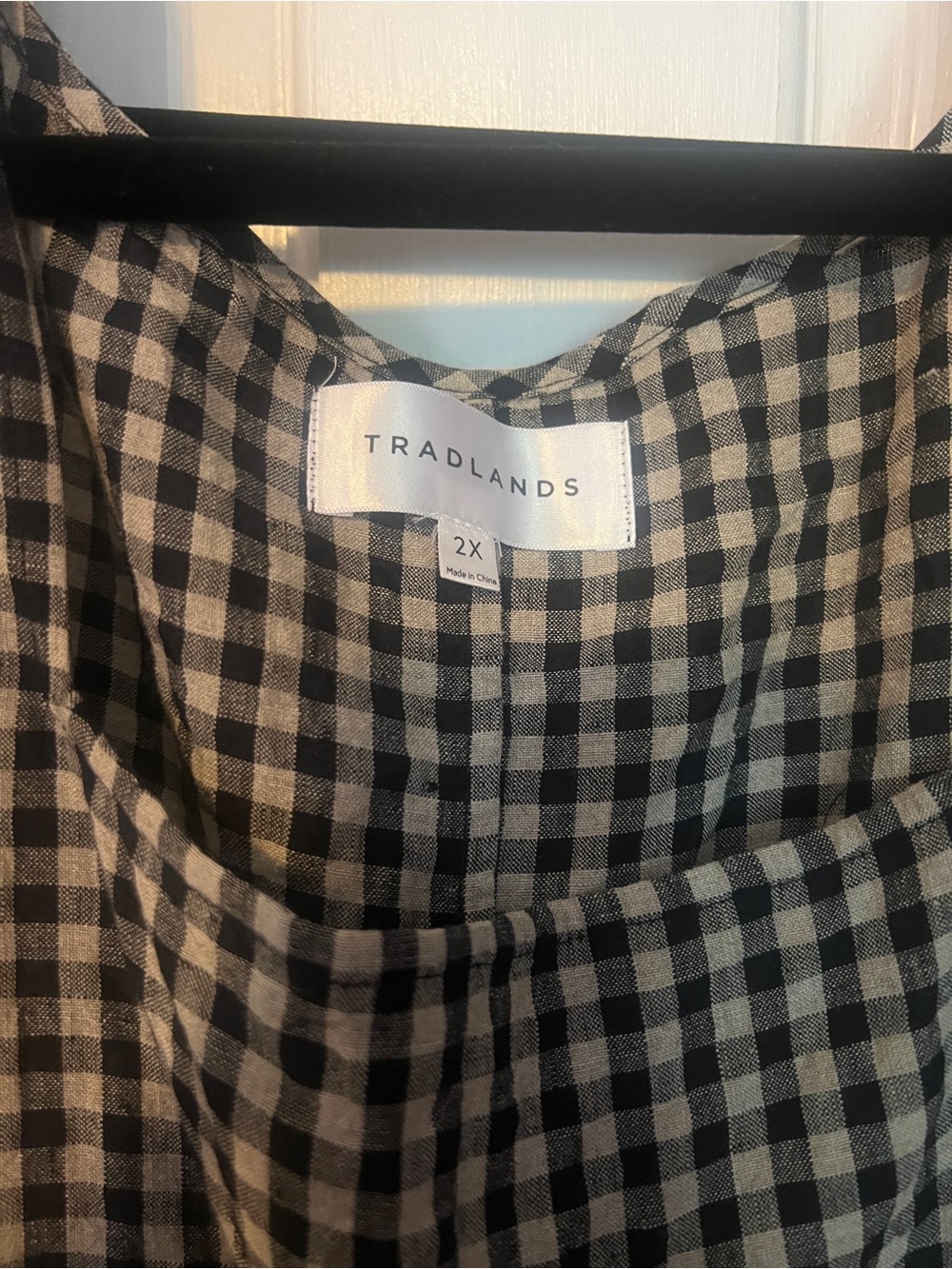 Tradlands Nico oat milk/black gingham dress 2X - Picture 2 of 3